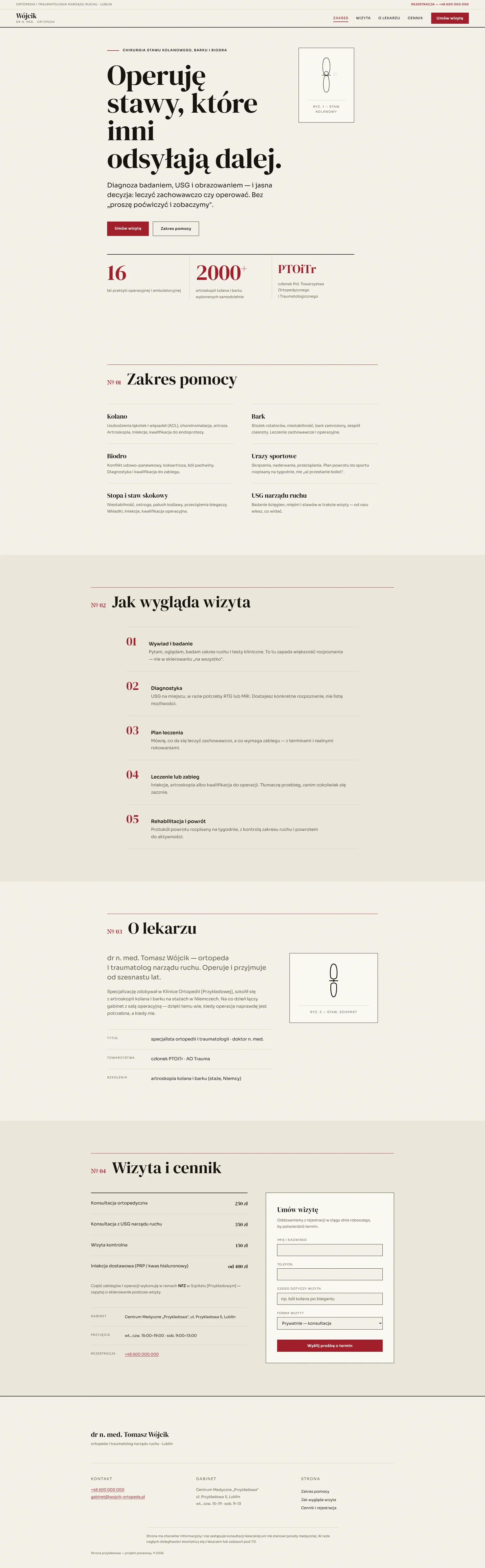 Podgląd strony internetowej dla lekarza