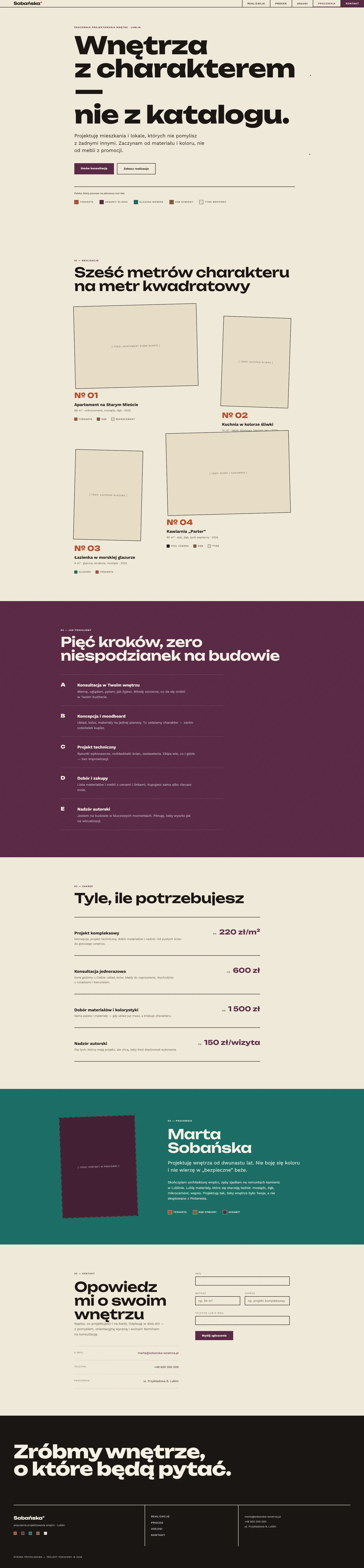 Podgląd strony internetowej dla projektanta wnętrz